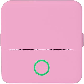 Mini Portable Thermal Printer with 5 Rolls, Inkless, Pink