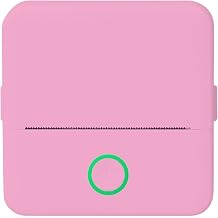 Mini Portable Thermal Printer, Bluetooth Wireless Inkless Printer with 3 Adhesive Rolls and 2 Non-Adhesive Rolls for iOS Monochrome Label, Note and Sticker Printer, 200 DPI, Pink