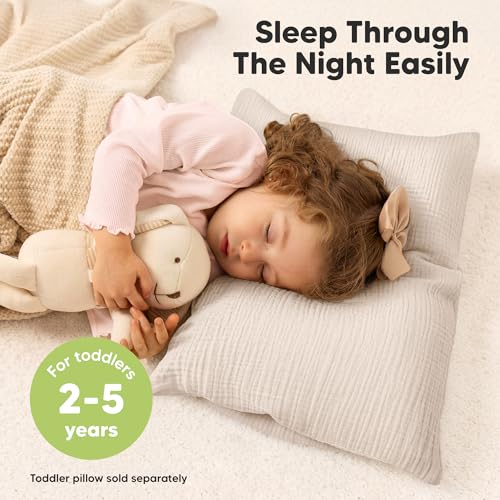 Image of KeaBabies Cotton Muslin Toddler Pillowcase 13x18 Only, 2-Pack (Ecru)