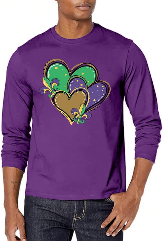 Mardi Shirts Men Fat Tuesday Carnival Long Sleeve Shirt New Orleans Party Outfits Tee Tops