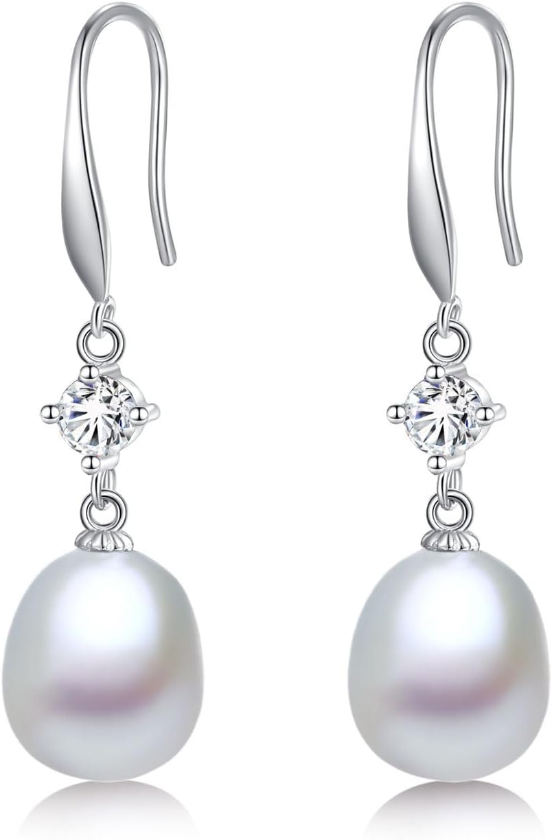 YAMI Pearl Drop & Dangle Earrings for Women, Freshwater/Saltwater Cultured Pearl in 925 Sterling Silver, Hypoallergenic Earrings for Sensitive Ears, Jewelry Gifts for Her, Every Day Wear Earrings