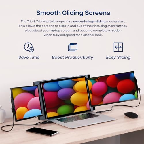Image of Portable Monitor - Mobile Pixels 13.3'' Trio Monitor for 13''-14'' Laptops with Built-in Kickstand, 1080P Full HD IPS Triple Screen, USB A /Type-C Plug and Play, Windows /Android /Mac (Optional Magnets)