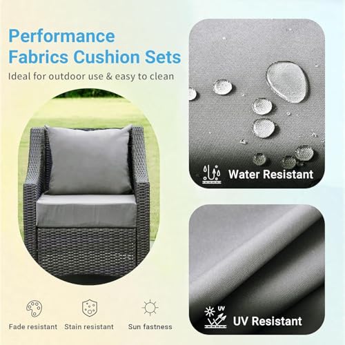 Image of IPYNBAP Outdoor Cushions for Patio Furniture,Outdoor Seat Cushion Set 24 x 24 x 5.75 Inch,Waterproof & Fade Resistant Outdoor Chair Cushions,Deep Patio Chair Cushion with Removable Cover,Grey
