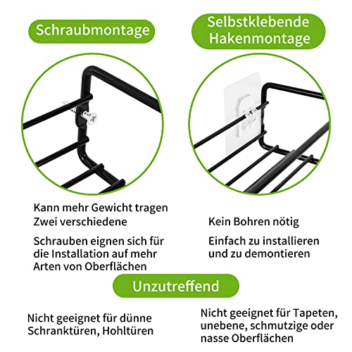 LXUDN Rocneuna 4-Teiliges Set Gewürzregal Wand Ohne Bohren, Schwarz Gewürzständer Mit Breiterem Innenschlitz Hält Größere Gewürzgläser… – Ansicht 2