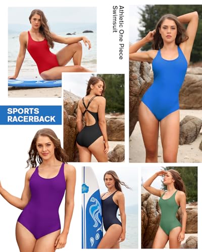 Century Star Womens One Piece Swimsuits 2025 Athletic Swimming Solid One Piece Competitive Bathing Suit for Teens Girls3