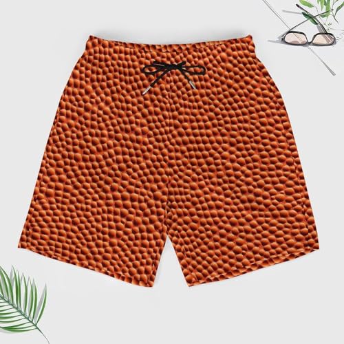 Orange Basketball Texture Beach Shorts for Men Swim Trunks Quick Dry Swim Shorts with Compression Liner Pocket3