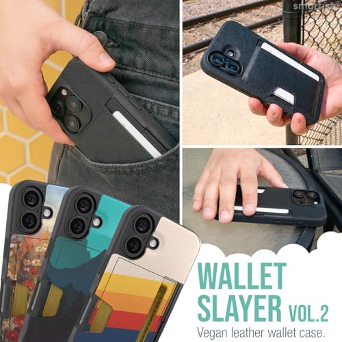 Image of Smartish iPhone 16 Wallet Case - Wallet Slayer Vol. 2 [Slim + Protective] Credit Card Holder w /Kickstand - Drop Tested Hidden Card Slot Cover Compatible w /Apple iPhone 16 - Striped Up