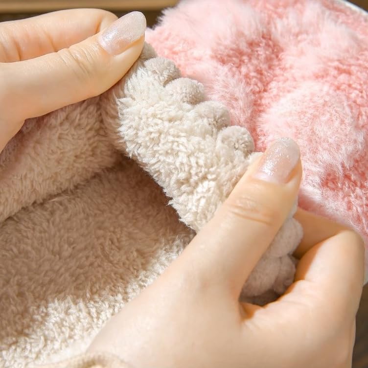 Women's Slippers Cute Plush Fleece Slip On Warm House Shoes with Anti-Slip Sole (6-7.5,Pink,Adult,Narrow,6,Women,7.5)4