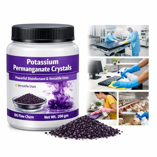 Image of Potassium Permanganate 200g | Multipurpose Water Treatment Crystalline Powder | Pond Cleaner, Aquarium & Poultry Disinfectant | Laal Dawai
