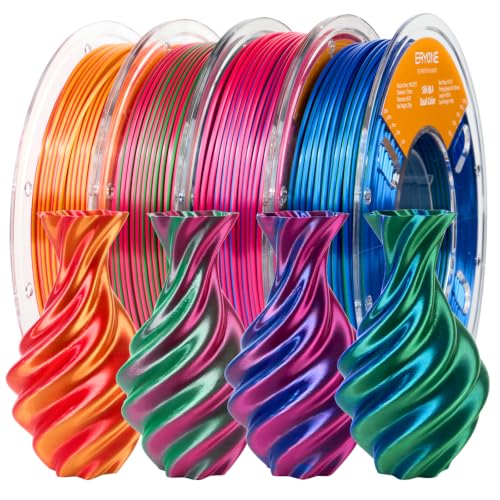 Image of ERYONE PLA Filament 3D Printer Filament Bundle Multicolor 1.75mm + /- 0.03mm, PLA Filament 250g Spool, 4 Rolls, Silk Dual Color 1