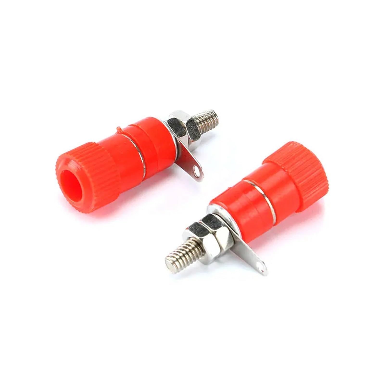 BARRINS Power Junction Post Connectors 2Pcs 4mm Binding Post Nut Jack Connector(2pcs red)