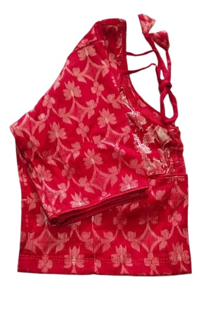 Women's Red Short Sleeves Jamdani Blouse Comfortable, Breathable, Lightweight, Skin Friendly SL12-picture-27