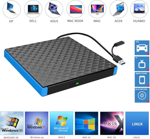 Lecteur CD/DVD Externe USB C pour PC sans lecteur interne, solution Windows et Mac - 2