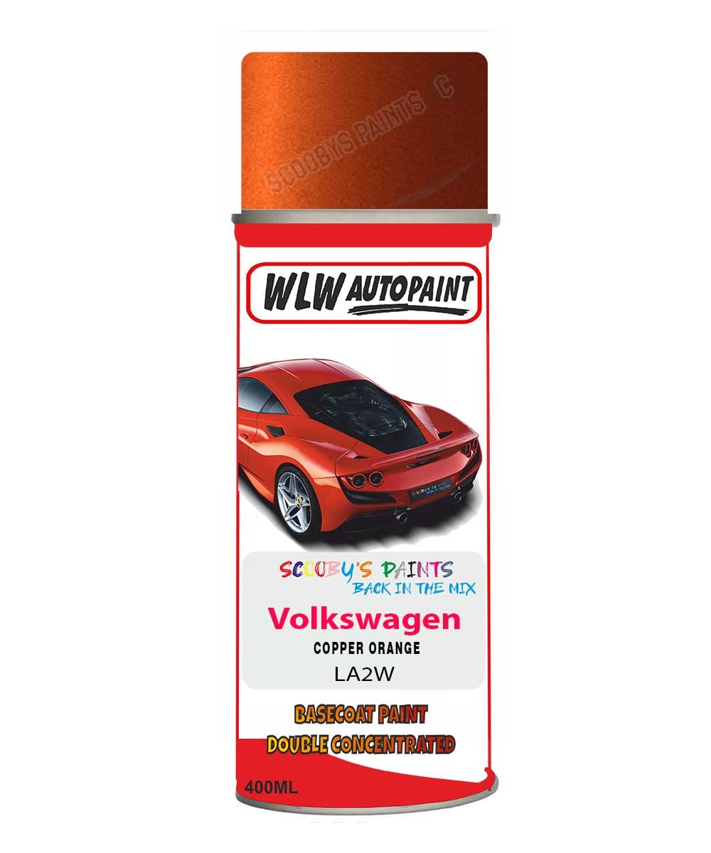 SCOOBYS PAINTS BACK IN THE MIX Basecoat Aerosol Spray Paint For Volkswagen Golf Copper Orange 2006-2017 Code La2W