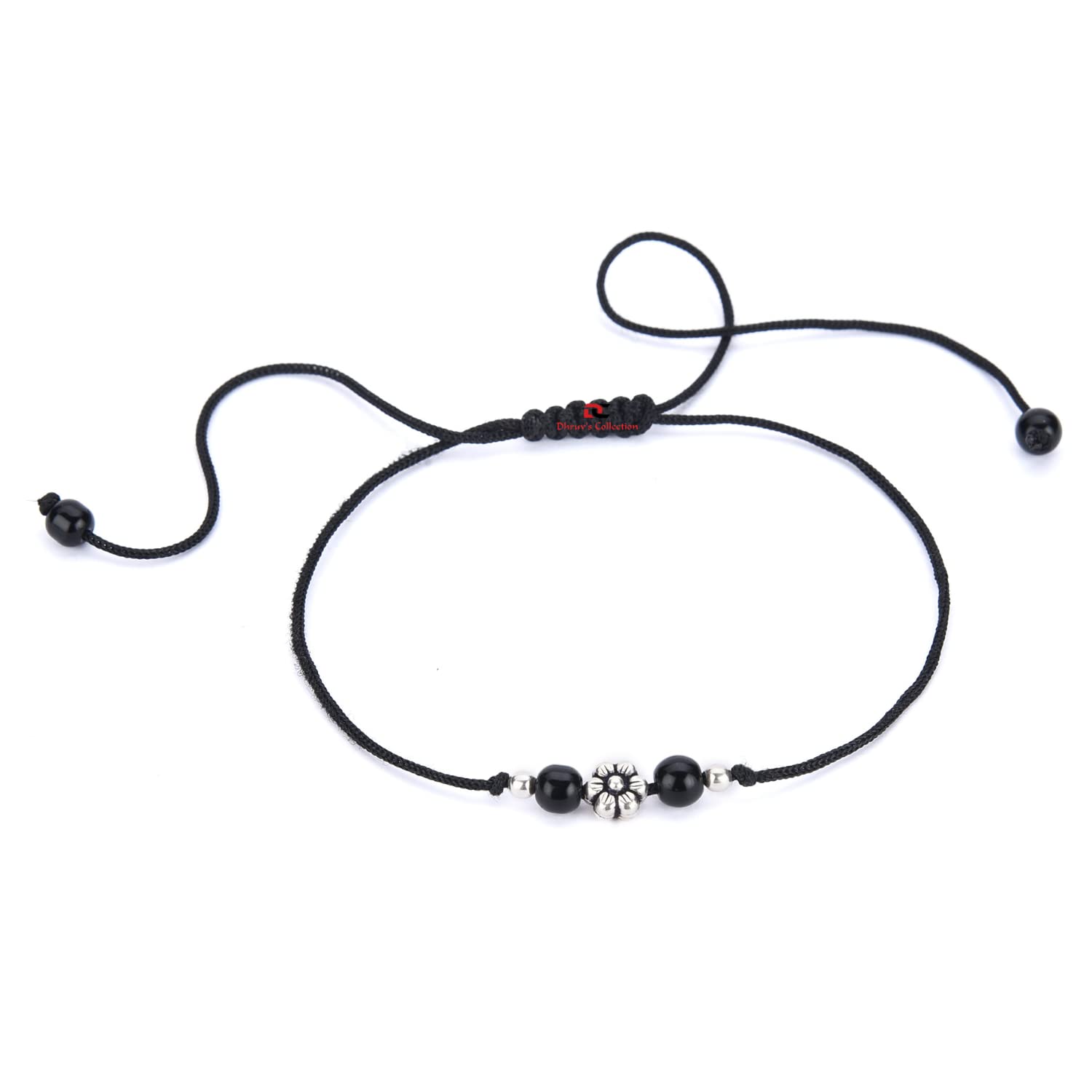 DHRUVS COLLECTION EXCLUSIVE 925 Pure Silver Black Thread Adjustable Anklet With Flower Charms For Women and Girls Above 7 Years Age - Single Piece (B0BZSZFGKR) Amazon Price History, Amazon Price Tracker