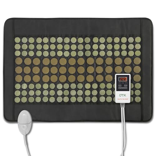 UTK Far Infrared Heating Pad for Back, 5X Pain Relief for Waist, Abdomen, Thigh, Hip, Hot to 149℉, FSA-HSA Eligible, Natural Jade & Tourmaline, Auto Shut Off, 21' x 31'' Large Size, Gift for Women Men