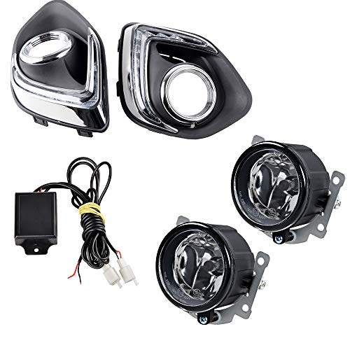 Astra Depot Set LED Daytime Running Light DRL + Real Glass H11 Bulbs Fog Lamp Assembly OE Replacement For 2013 2014 2015 Mitsubishi ASX Outlander Sport 8321A578 8321A577
