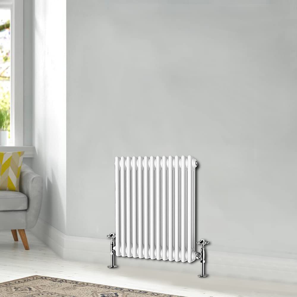 Blümme White Traditional 600 X 605Mm Horizontal Cast Iron Radiator Central Heating Radiators Triple Column