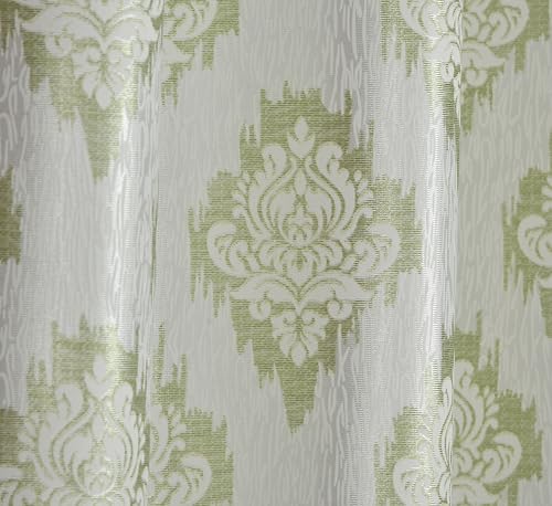 Image of Yarnis Polyester Damas Printed Room Darkening Curtains 6 Feet Long for Door & Windows Living Room, Green, Parda, 1 Piece