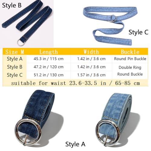 Women Denim Belt for Jeans Shirt Round Buckle Blue Denim Dress Waist Belts2