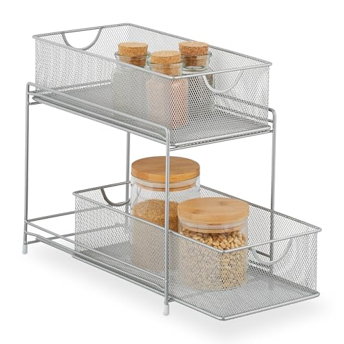 Relaxdays Küchen Organizer, 2 Ausziehkörbe, Etagenregal aus Metall, H x B...