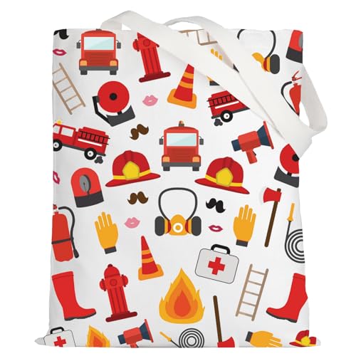 LEVLO Firefighter Makeup Bag Firefighter Party Gift Proud Fireman Wife Mom Travel Pouch Bag Firefighter Graduation Gift (Firefighter Tote)