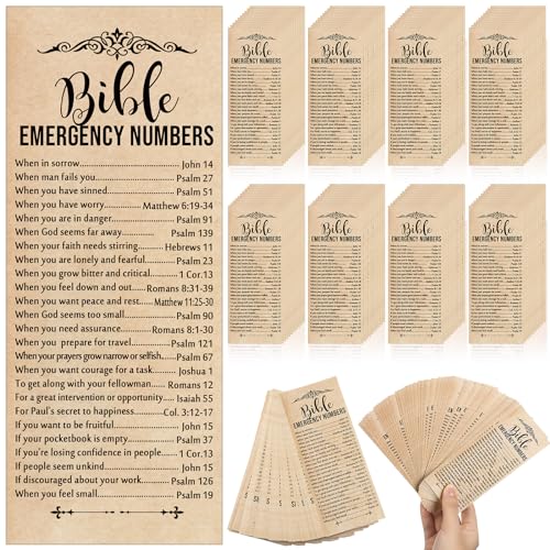 Motiskyy 100 Pcs Christian Bible Verse Emergency Numbers Bookmark Christian