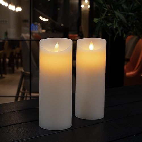 Miniatura 4 de Fire Tek - Vela de pilar sin llama de 3 x 8 pulgadas, 1 vela LED programable, llama bailarina, para el hogar, bodas y fiestas, vela blanca de pilar