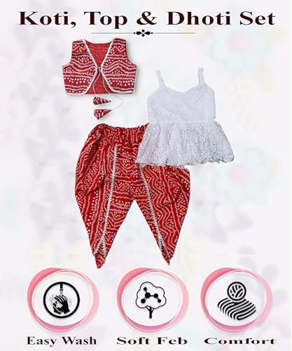 Image of Girl's Top And Dhoti and dupatta Set for 2-10 Year