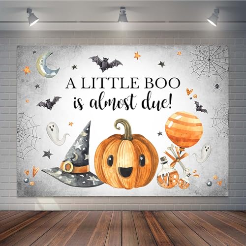 Joliaco A Little Boo is Almost Due Backdrop Cute Pumpkin