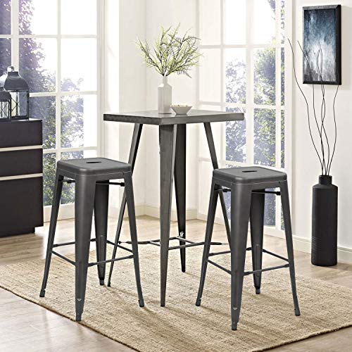 Image of Devoko Metal Bar Stools 30 inch Indoor Outdoor Stackable Barstools Modern Style Industrial Vintage Counter Bar Stools Set of 4 (30 inch, Gray)