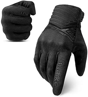INBIKE Breathable Mesh Motorcycle Gloves Touchscreen With TPR Palm Pad Hard Knuckles Black Large