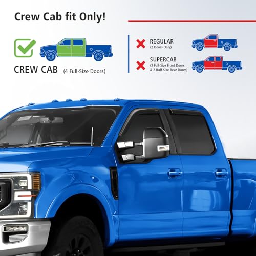 Goodyear Shatterproof Window Deflectors for Ford F250 to F550 Super Duty 2017-2026 Crew Cab, Tape-on Rain Guards, Window Visors, Vent Deflector Visor, Car Accessories, 4 pcs. - GY008899 by Goodyear - Used condition - Image 3