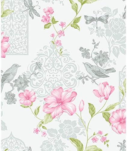 Crown Wallcoverings Jasmine Glitter Vinyl Floral Wallpaper Blue M1087