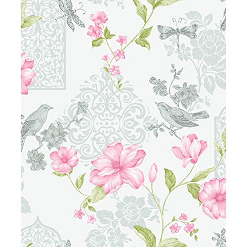 Crown Wallcoverings Jasmine Glitter Vinyl Floral Wallpaper Blue M1087