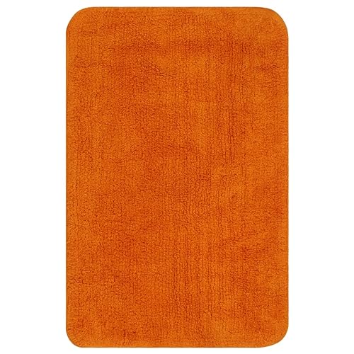 Gecheer 2-TLG. Badematten-Set, Badematte mit U-formigen WC-Vorleger aus Baumwolle, Badteppich Toilettenmatte Badezimmer Teppich Badgarnitur Duschvorleger Stoff Orange – Bild 3