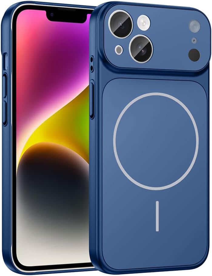 Zore Apple ile uyumlu iPhone 13 Kılıf Zore M-Safe Şarj Özellikli Kamera Korumalı Formen Kapak Mavi