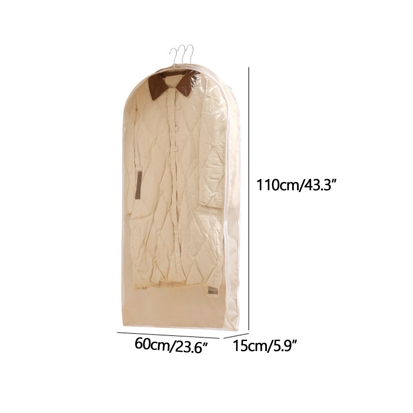YEQING Borsa Porta Abiti da 5 Pezzi con Cerniera Autocompressiva, Salvaspazio, Borsa per Abiti per Cappotti Invernali, Piumino, Compressione(White,60x15x110cm)