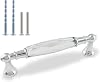 Uenhoy 4 Pcs Crystal Cabinet Pulls Handles 5 Inch Hole Spacing Chrome Silver Glass Handle Pulls Modern Crystal Drawer Pulls Bar Cabinet Pulls