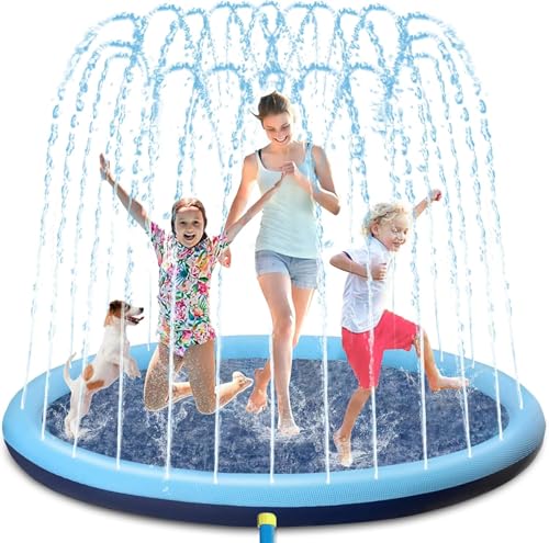 Tappetino Spruzzi per Bambini e Cani, 170CM Tappetino da Gioco Splash Ispessito Tappetino per Irrigatore ad Acqua Antiscivolo Giochi Acquatici Gonfiabili per Ragazzi Ragazze Estate Giocare