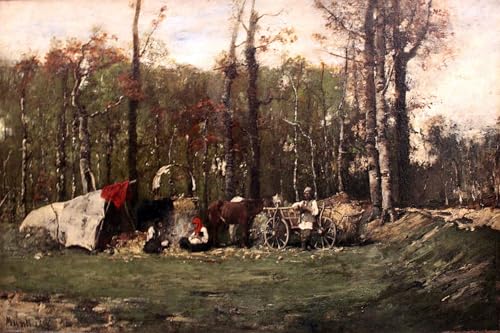 Tableau Impressions d'art Mural Campement gitan de Mihály Munkácsy 60x90cm pour Chambre