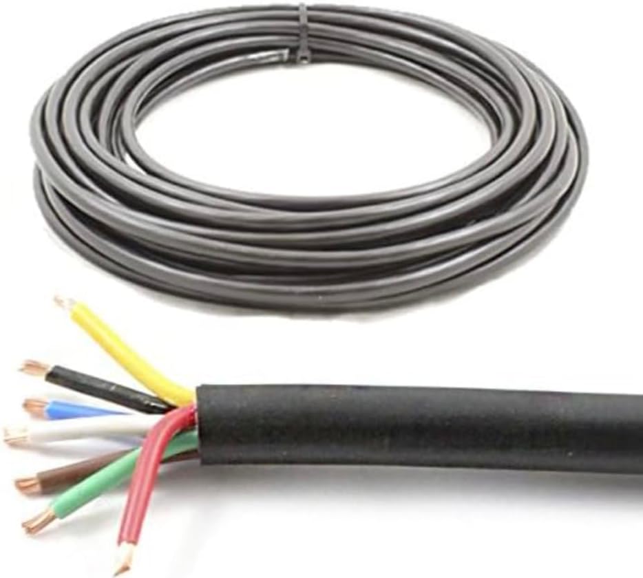 7 Core Cable 12v 24v Thin Wall Wire *16.5 AMP Rated* Trailer/Caravan LED Lights (5M)