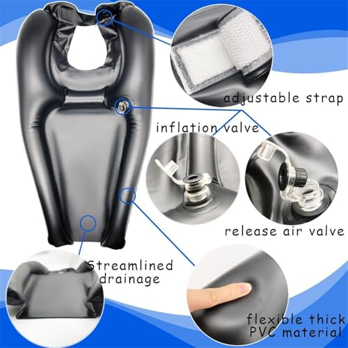 Image of Clefairy Inflatable Hair Washing Tray with an Air Pump, Portable Basin for Seniors Children Pregnant Wounded Disabled, Mobile Salon Equipment in Bed or on Wheelchair