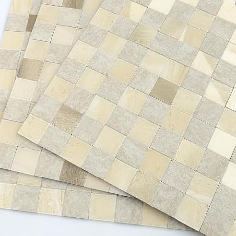 BeNice Peel and Stick Backsplash for Kitchen Mosaic Tile Backsplash, Adhesive Wall Tile Stickers Peel and Stick Bathroom Tile Shower Tile Waterproof(10sheets,Beige) Cover