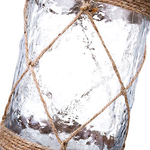 Diamond Star Rustic Glass Vase Decorative Cylinder Vase with Creative Rope Net (Small) - Image 5