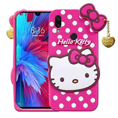 Image of Unirock Hello Kitty Back Case Cover for Redmi Note 7| 3D Cute Hello Kitty Case |Soft Silicone Rubber Back Cover with Pendant Kitty Cover for Redmi Note 7 (Pink)