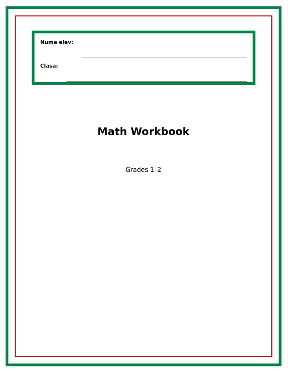 Math Workbook for Grades 1 and 2: Addition, Subtraction, Word Problems, Time, Money, and Measurement