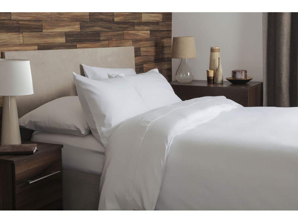 Belledorm White 100% Brushed Cotton Flanelette Deep Fitted Sheets In 38Cm (Deep Fitted Sheet, King Size 152Cm X 198Cm X 38Cm)