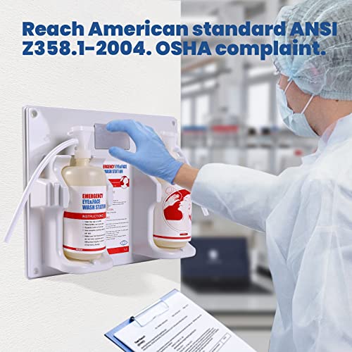 Ezcasch Emergency Eyewash Station First Eye Aid Kit With 2*32Oz Refillable Bottles , Wall- Mounted First Aid Eye Washing Kit With Mirror For Lab, Industry Site, Office, No Eye Wash Solution Included. #TOP4