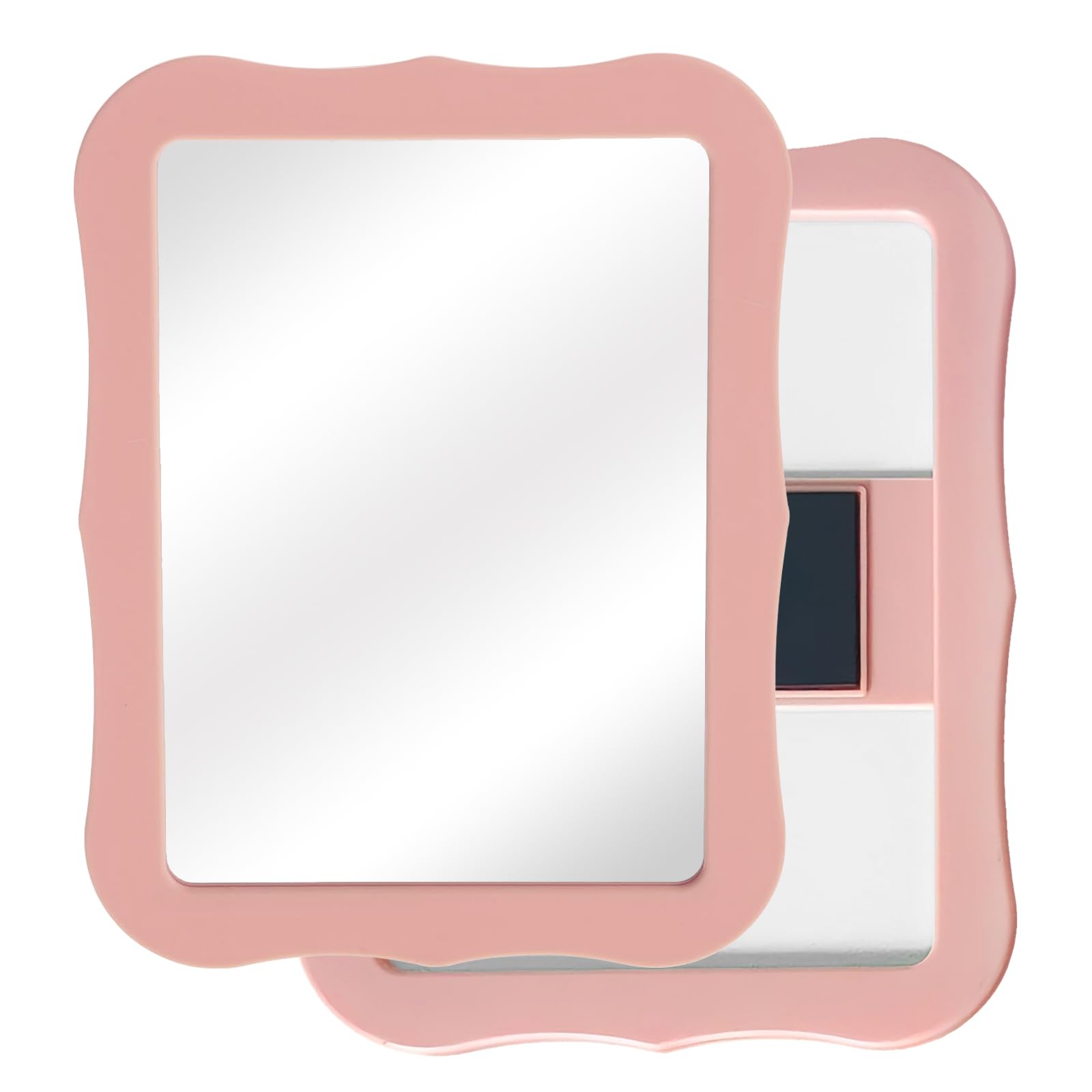 Lahviuu Magnetic Locker Mirror 5 x 7 Inches Wavy Makeup Mirror Real Glass Small Mirrors with Magnetic Backing for School Locker, Bathroom, Refrigerator, Office Cabinets, Home (Pink)